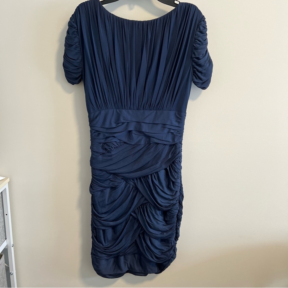 Halston Heritage Blue Ruched Dress Size Small - Picture 4 of 4